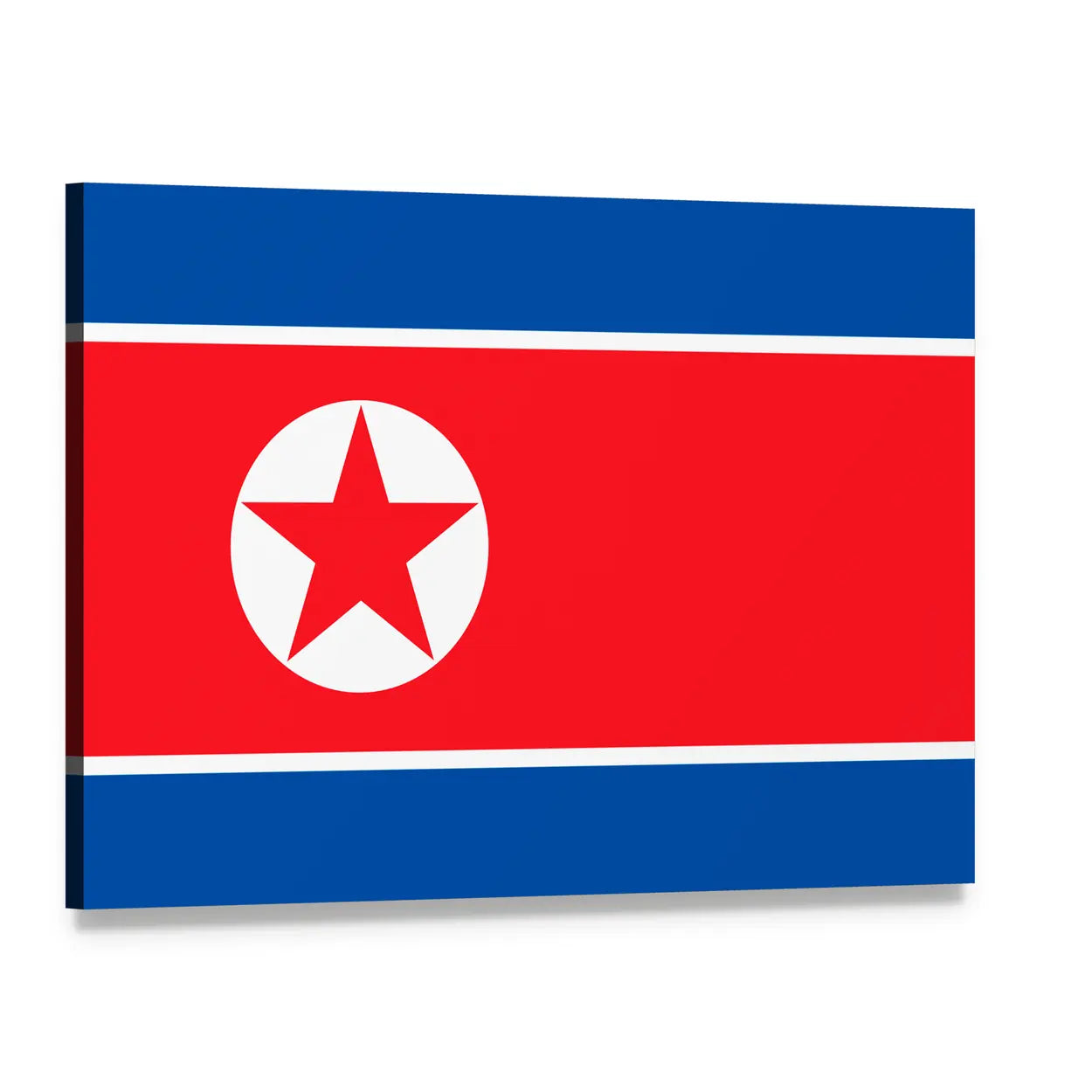 North Korean Flag Canvas Wall Art, single panel gallery wrapped canvas, angled product view