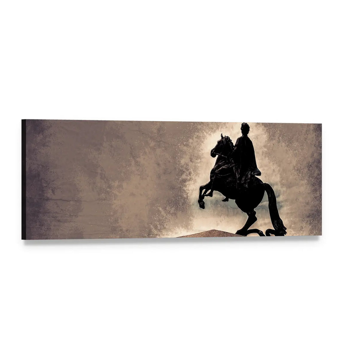 Peter the Great Equestrian Statue Panoramic Canvas Wall Art, single panel gallery wrapped canvas, angled product view