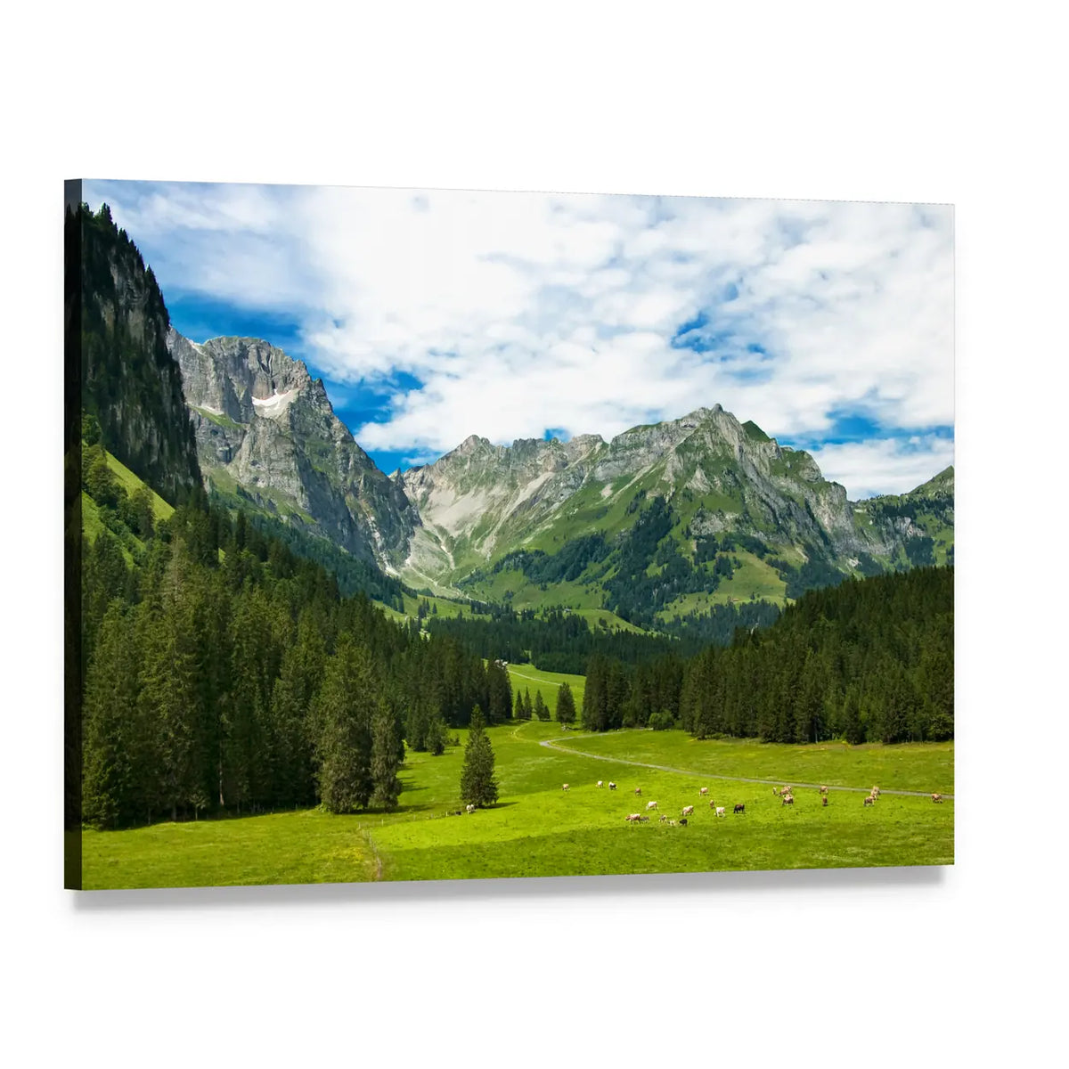 Arnibach Valley Near Engelberg Canvas Wall Art, single panel gallery wrapped canvas, angled product view