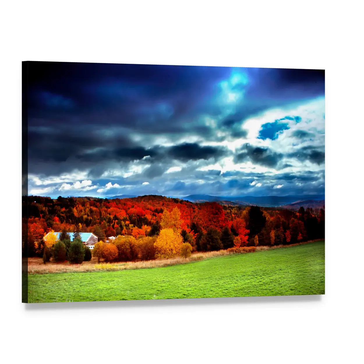 Vermont Fall Foliage Canvas Wall Art, single panel gallery wrapped canvas, angled product view