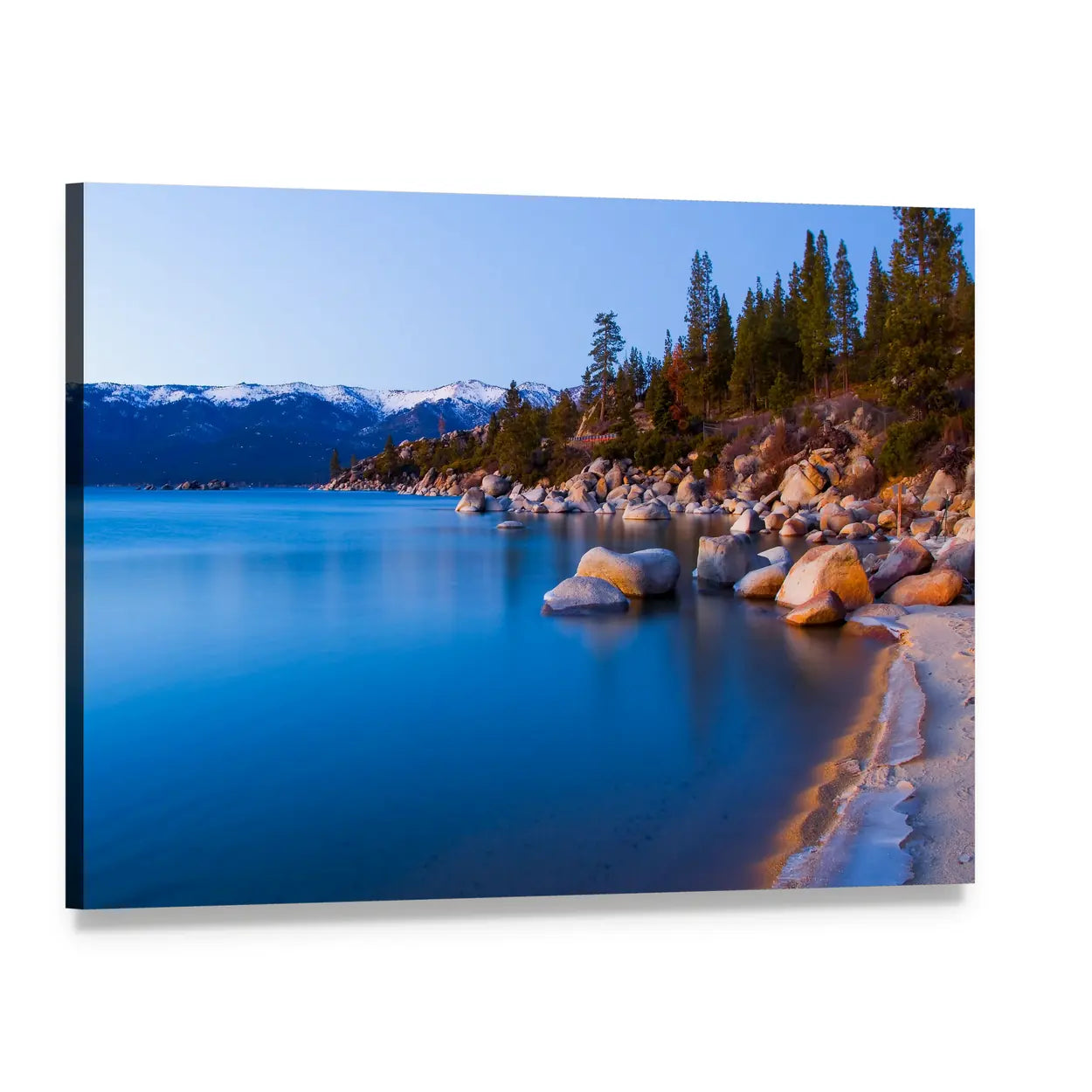 Alpine Lake After Sunset Canvas Wall Art, single panel gallery wrapped canvas, angled product view