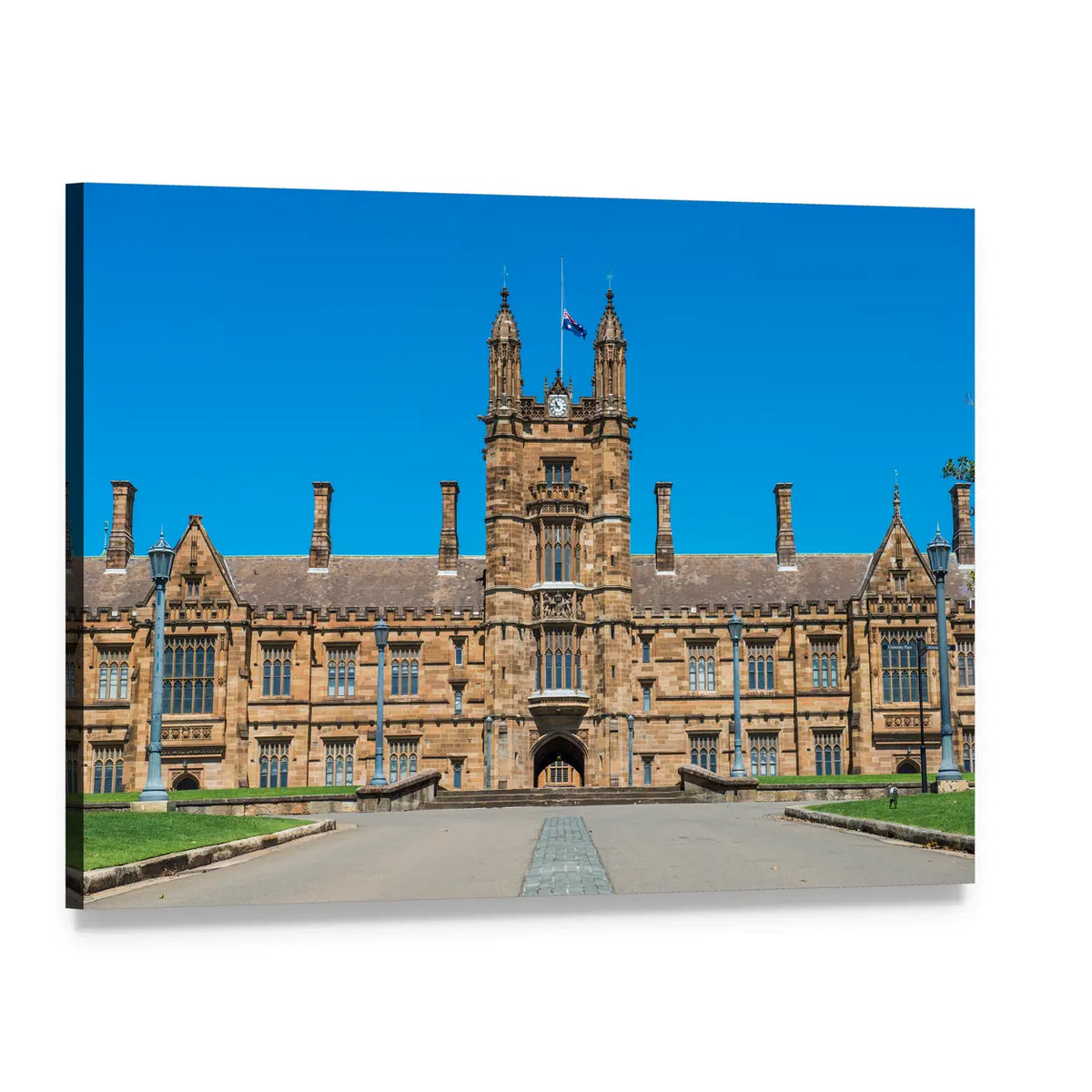 University of Sydney Clock Tower Canvas Wall Art, single panel gallery wrapped canvas, angled product view