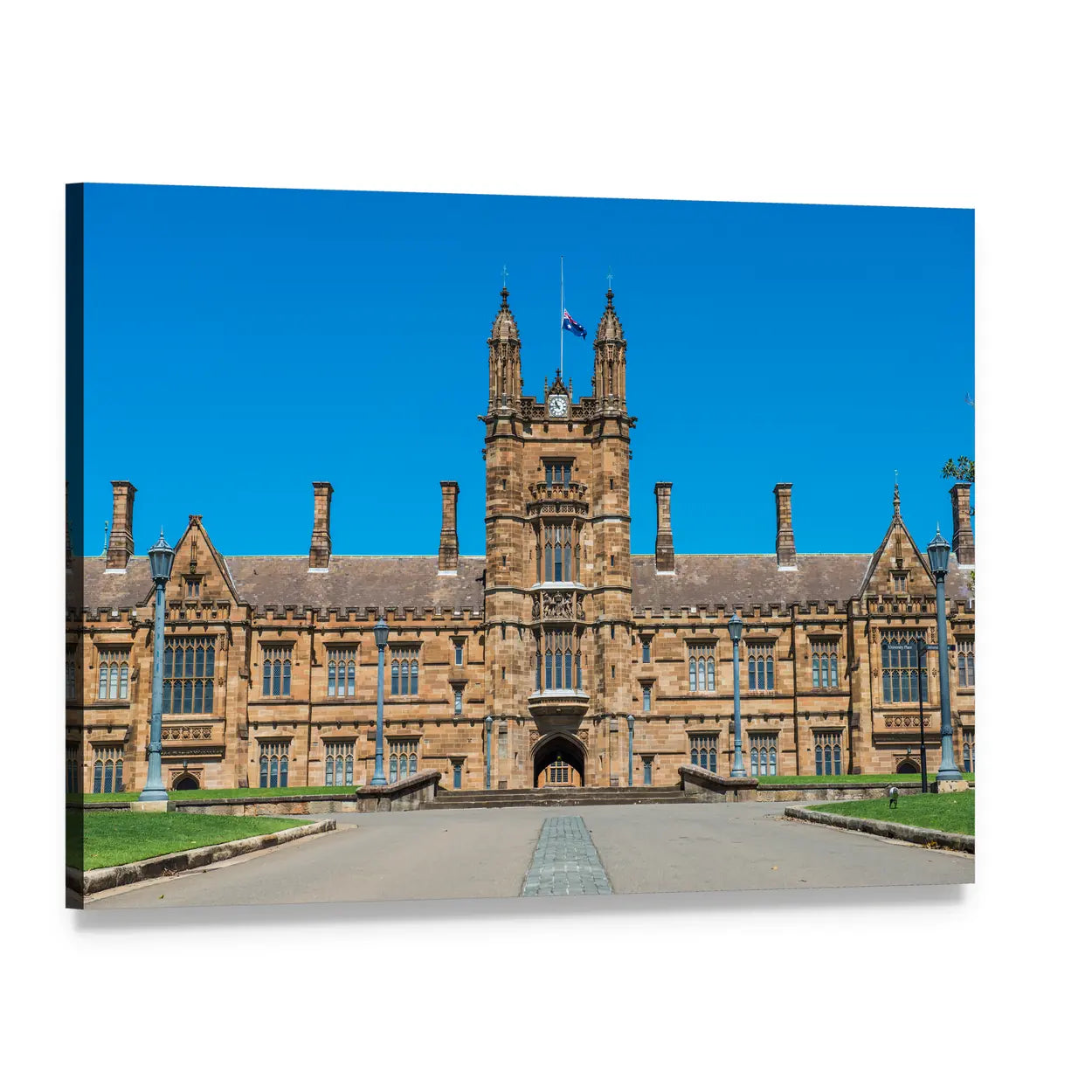 University of Sydney Clock Tower Canvas Wall Art, single panel gallery wrapped canvas, angled product view