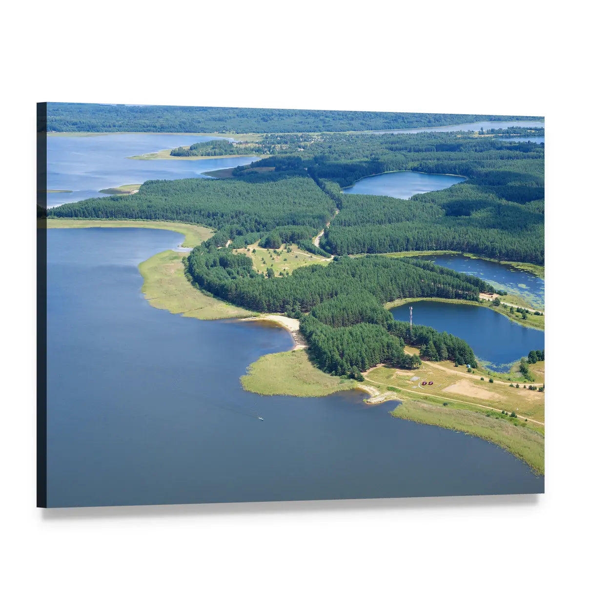 Lake Seliger and Islands Canvas Wall Art, single panel gallery wrapped canvas, angled product view