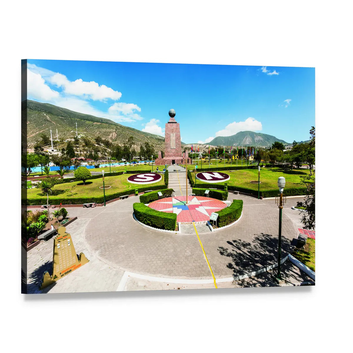 Middle of the World Monument Canvas Wall Art, single panel gallery wrapped canvas, angled product view