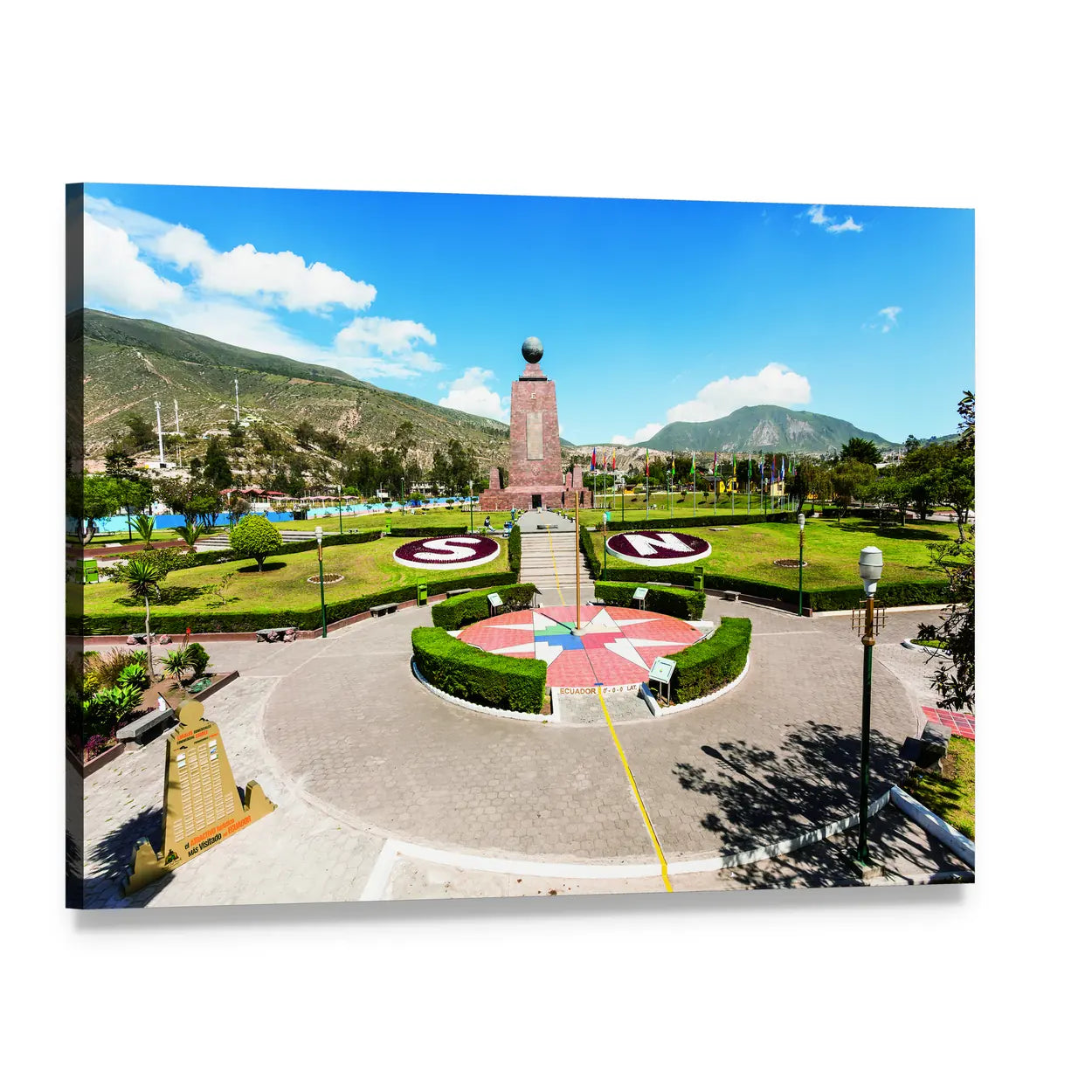 Middle of the World Monument Canvas Wall Art, single panel gallery wrapped canvas, angled product view