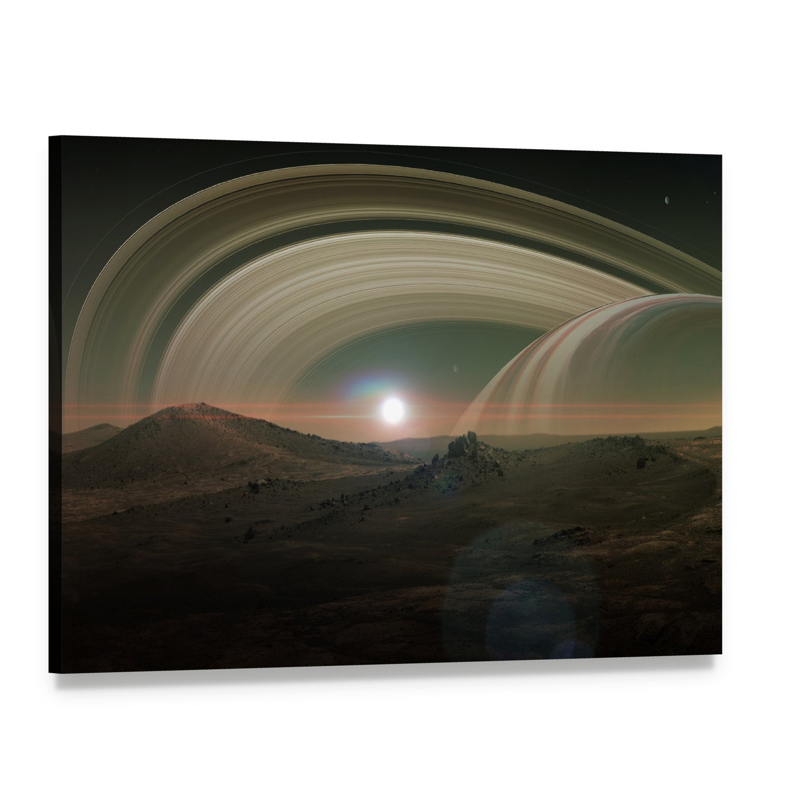 View of Saturn from Titan Canvas Wall Art, single panel gallery wrapped canvas, angled product view