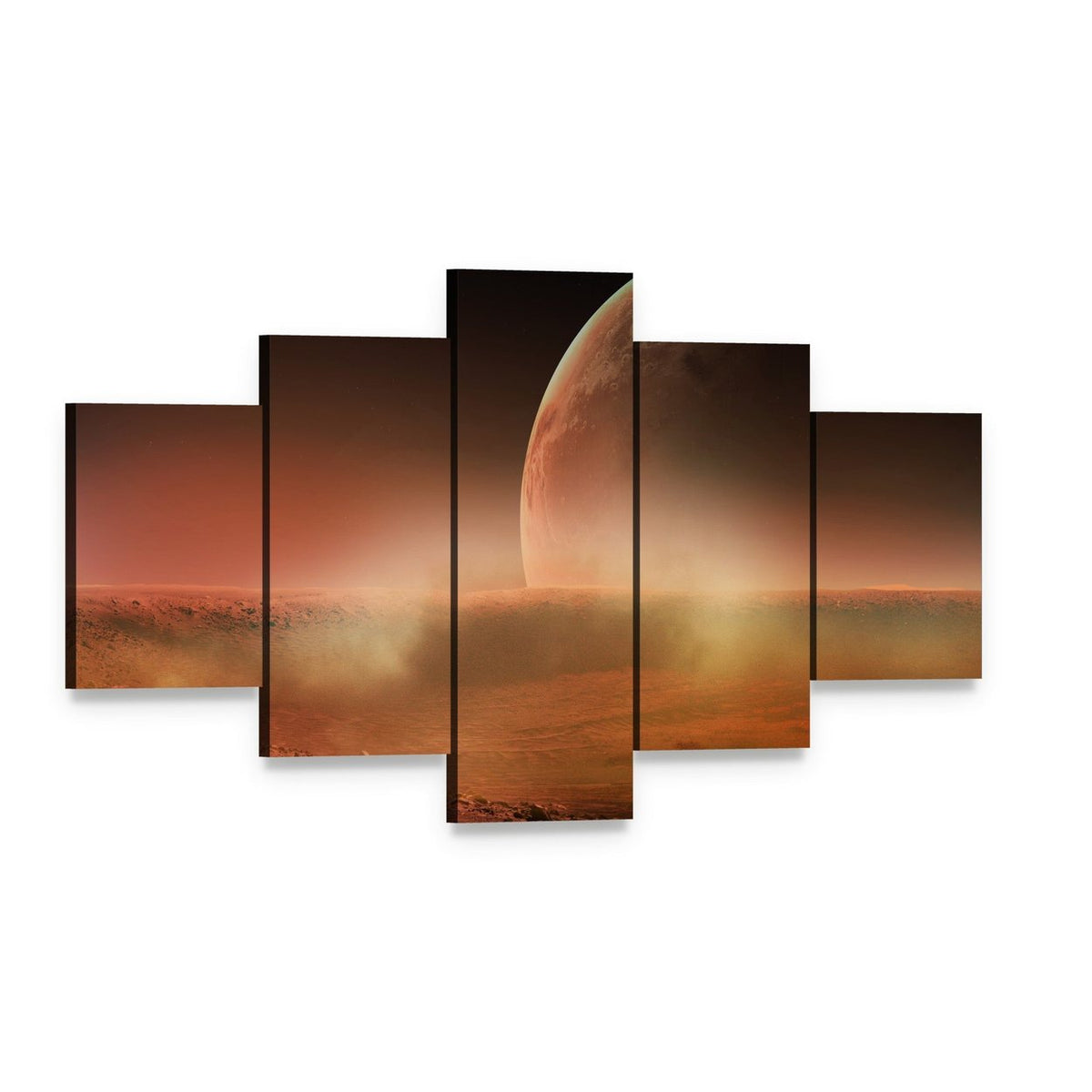 View of Mars from Phobos Canvas Wall Art, 5 panel 5 Star layout gallery wrapped canvas set, angled product view