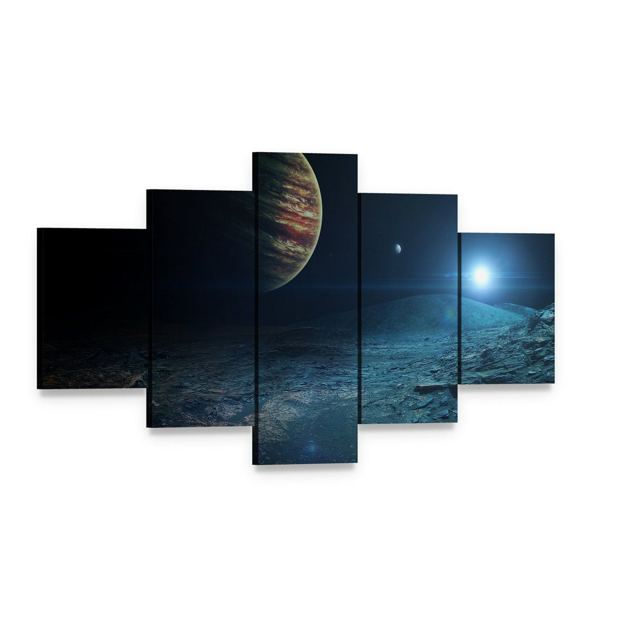 View of Jupiter from Ganymede Canvas Wall Art, 5 panel 5 Star layout gallery wrapped canvas set, angled product view