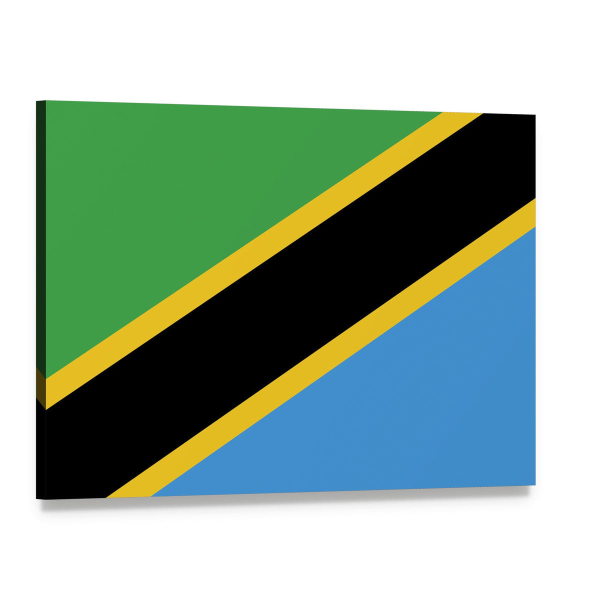 Tanzanian Flag Canvas Wall Art, single panel gallery wrapped canvas, angled product view