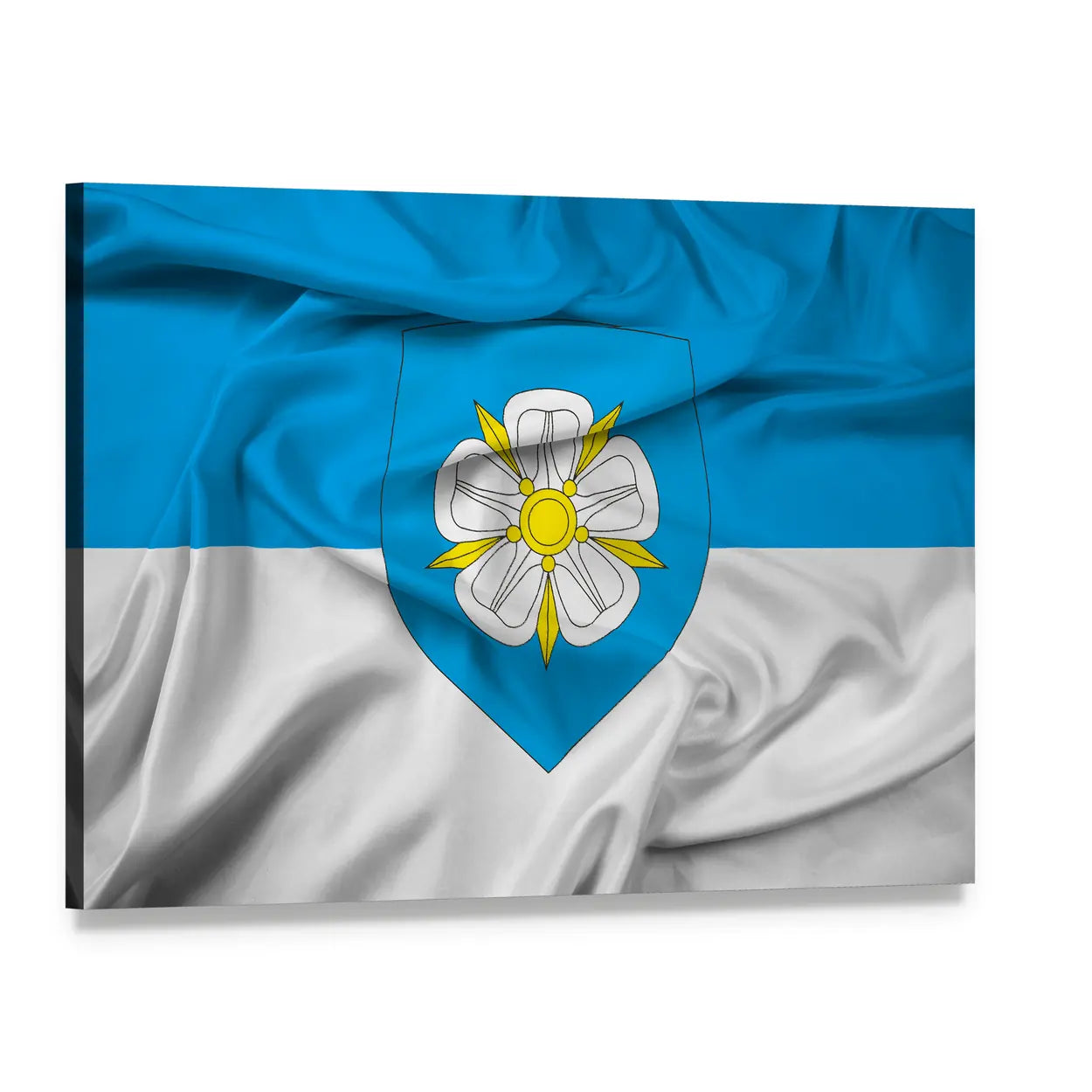 Waving Flag of Viljandi Canvas Wall Art, single panel gallery wrapped canvas, angled product view