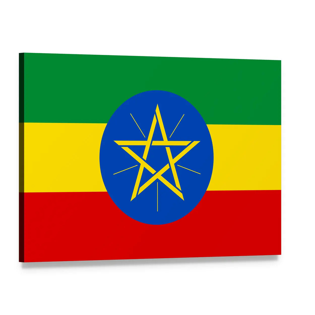 Flag of Ethiopia Canvas Wall Art, single panel gallery wrapped canvas, angled product view