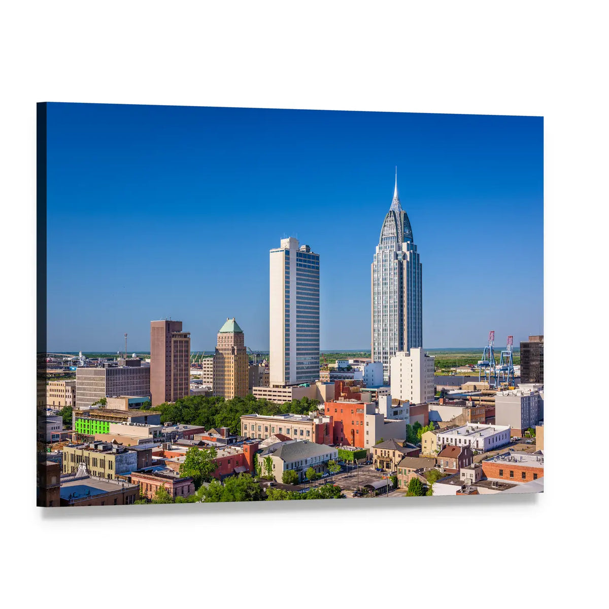 Alabama Downtown Skyline Canvas Wall Art, single panel gallery wrapped canvas, angled product view