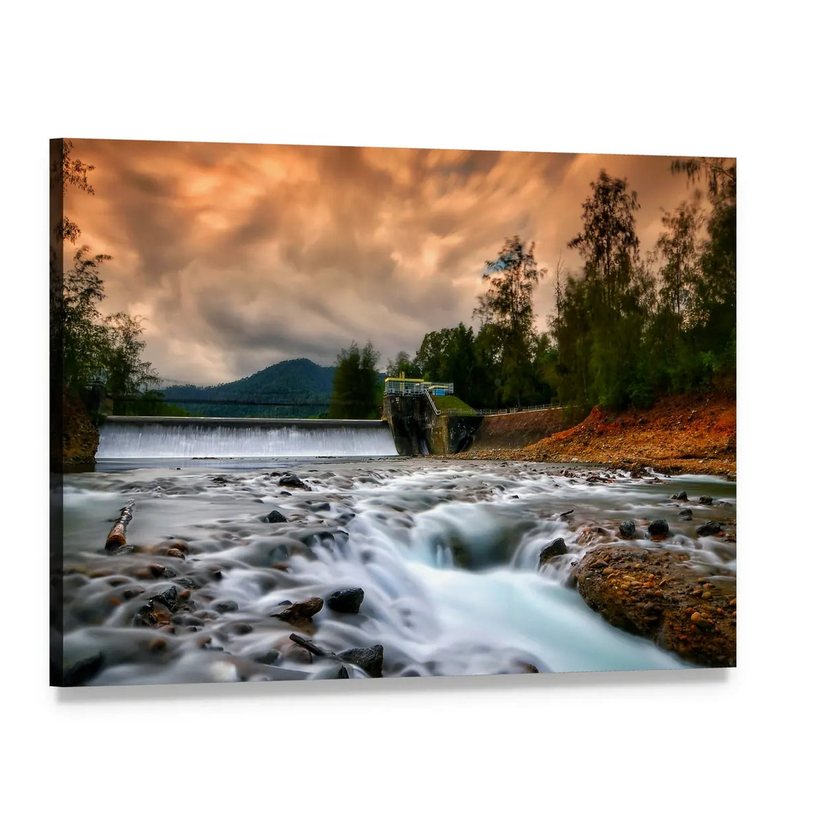 Dam Mentawa, Indonesia Canvas Wall Art, single panel gallery wrapped canvas, angled product view