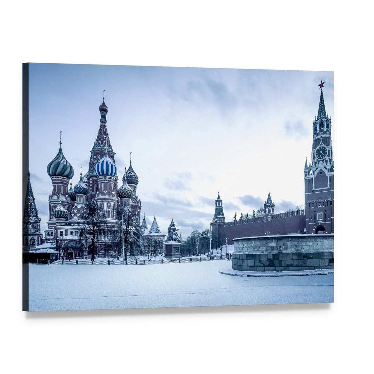 Saint Basil's Cathedral in Winter Canvas Wall Art, single panel gallery wrapped canvas, angled product view