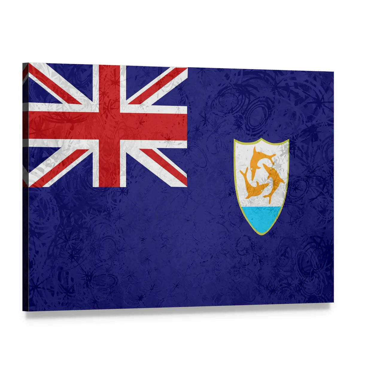 Flag of Anguilla Canvas Wall Art, single panel gallery wrapped canvas, angled product view