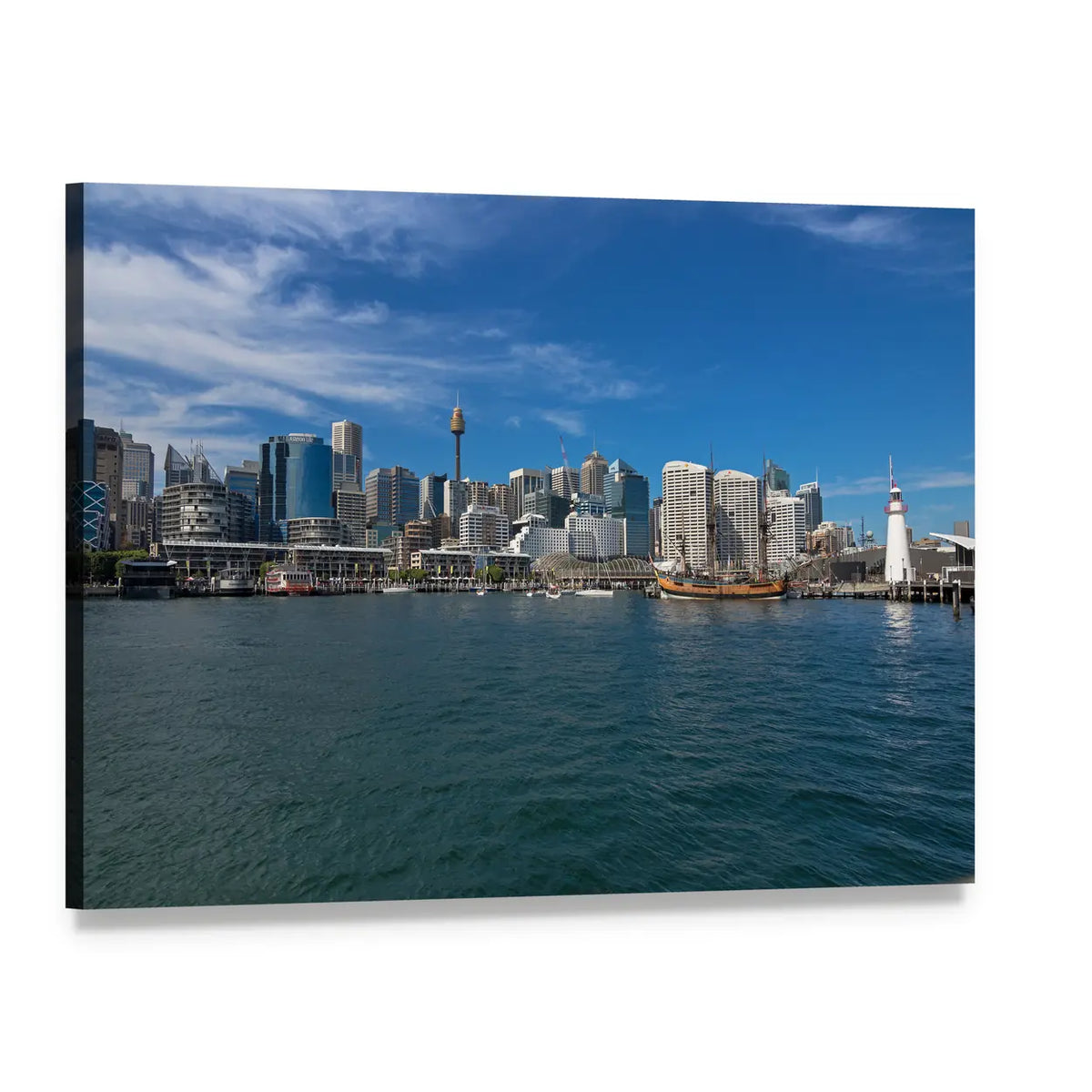 Cape Bowling Green Lighthouse View Canvas Wall Art, single panel gallery wrapped canvas, angled product view