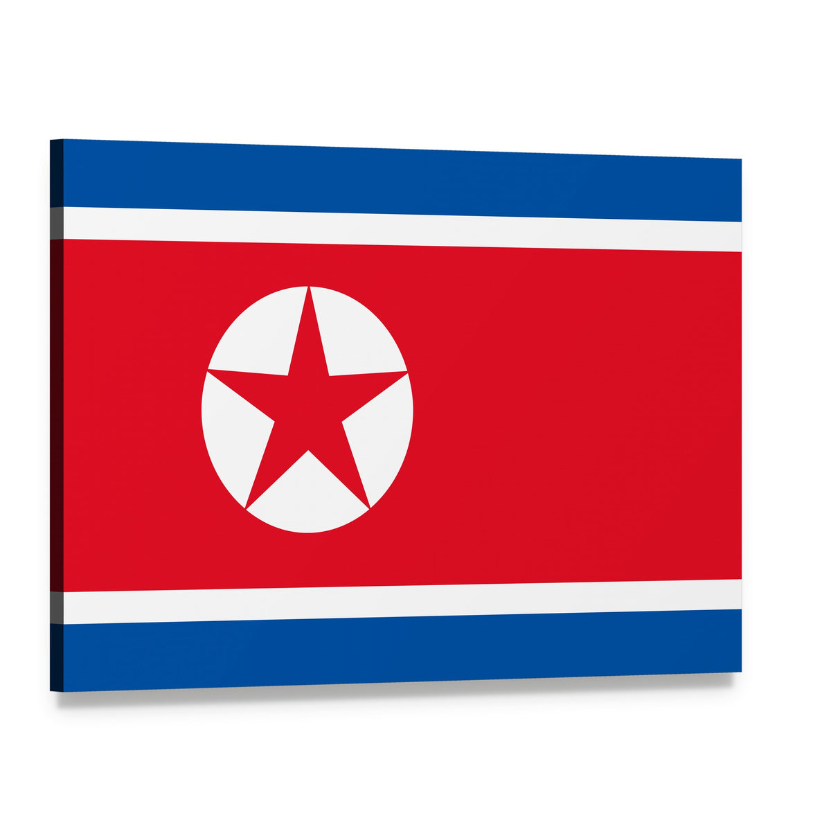 North Korea Flag Canvas Wall Art, single panel gallery wrapped canvas, angled product view