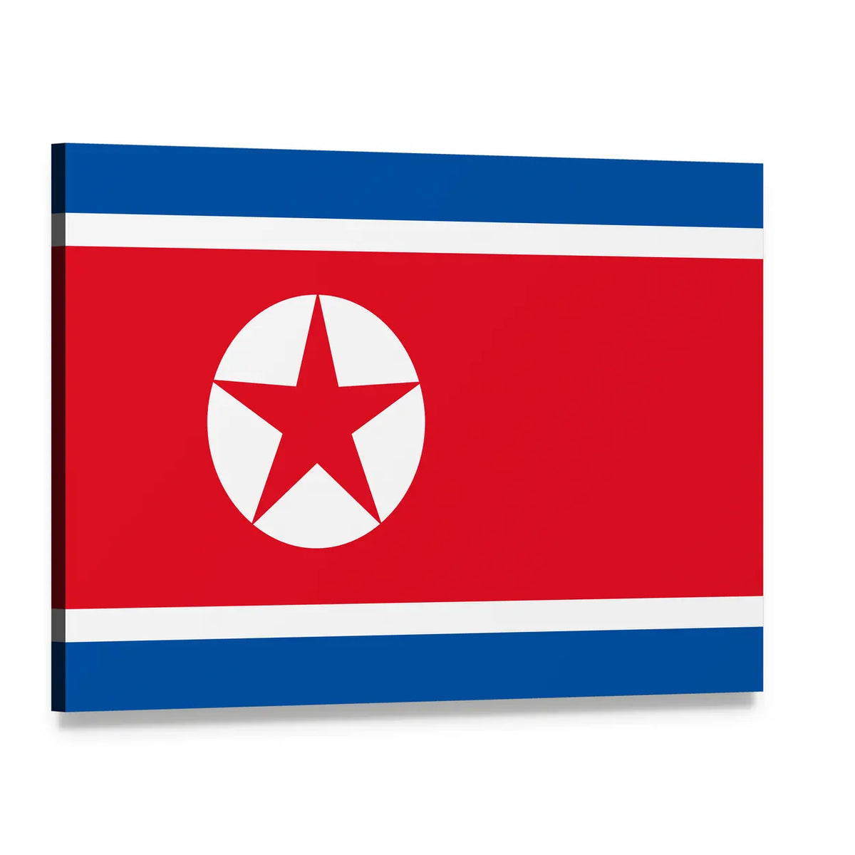 North Korean Flag Canvas Wall Art, single panel gallery wrapped canvas, angled product view