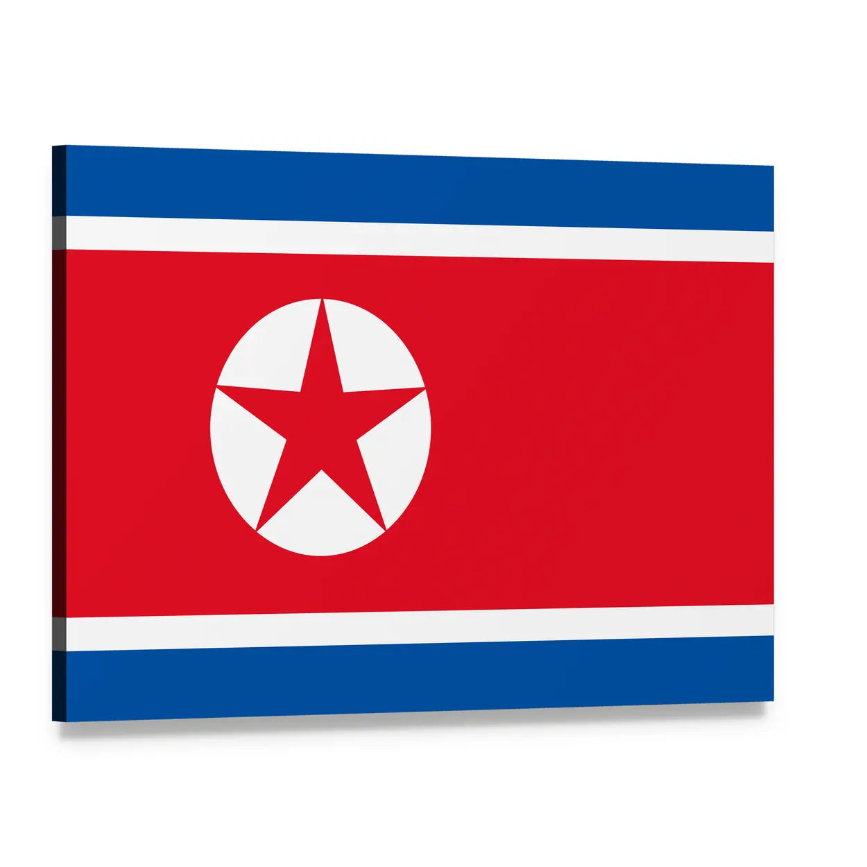 North Korean Flag Canvas Wall Art, single panel gallery wrapped canvas, angled product view