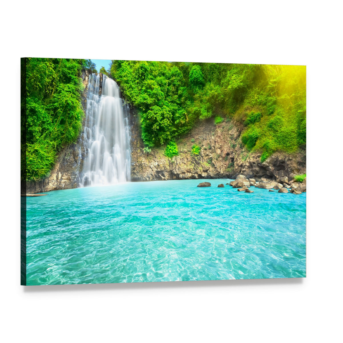 Dambri Waterfall Vietnam Canvas Wall Art, single panel gallery wrapped canvas, angled product view