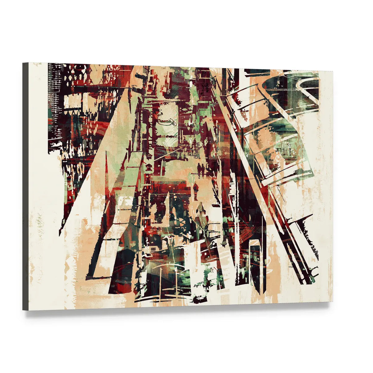 Crowded Urban Cityscape Canvas Wall Art, single panel gallery wrapped canvas, angled product view