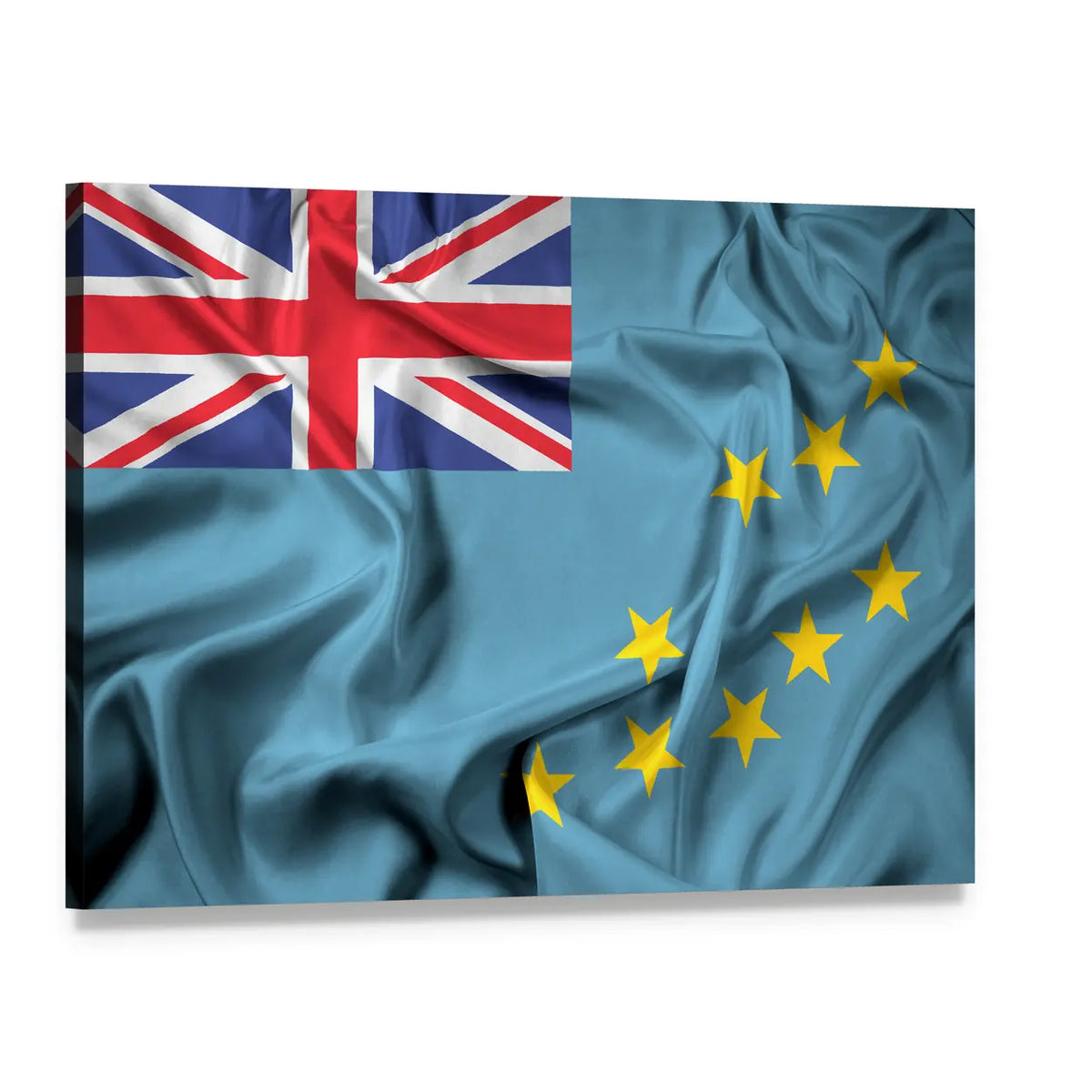 Waving Tuvalu Flag Canvas Wall Art, single panel gallery wrapped canvas, angled product view