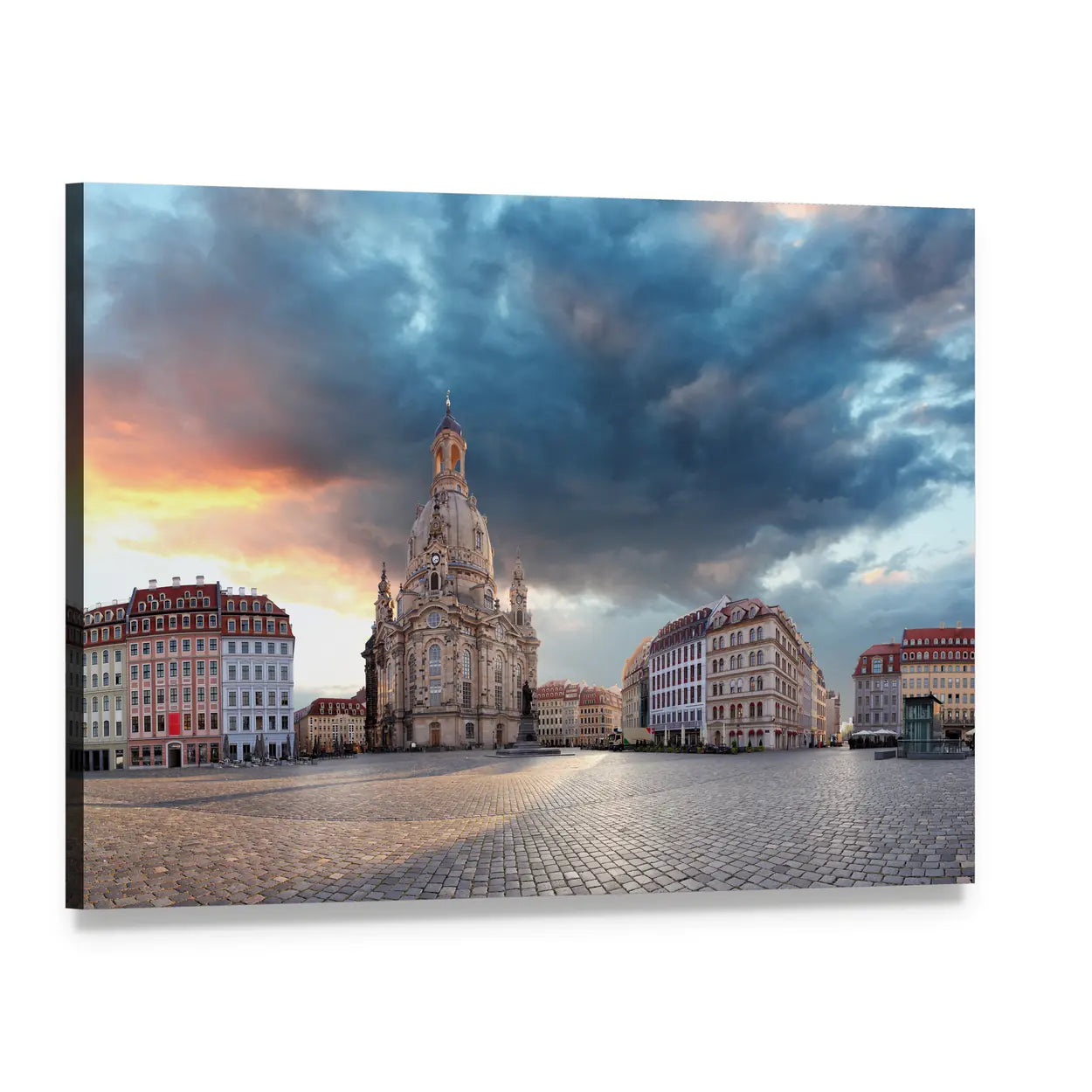 Dresden at Sunrise Canvas Wall Art, single panel gallery wrapped canvas, angled product view