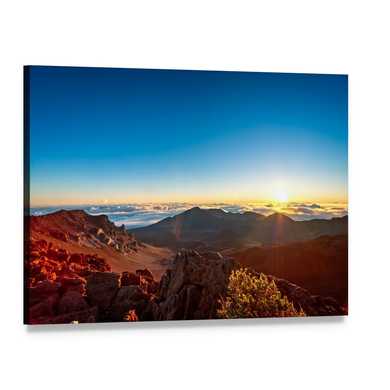 Sunrise Over Haleakala Volcano Crater Canvas Wall Art, single panel gallery wrapped canvas, angled product view