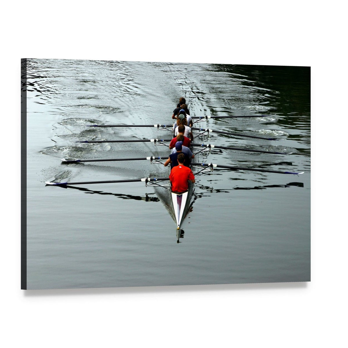 Rowing Crew in Motion Canvas Wall Art, single panel gallery wrapped canvas, angled product view