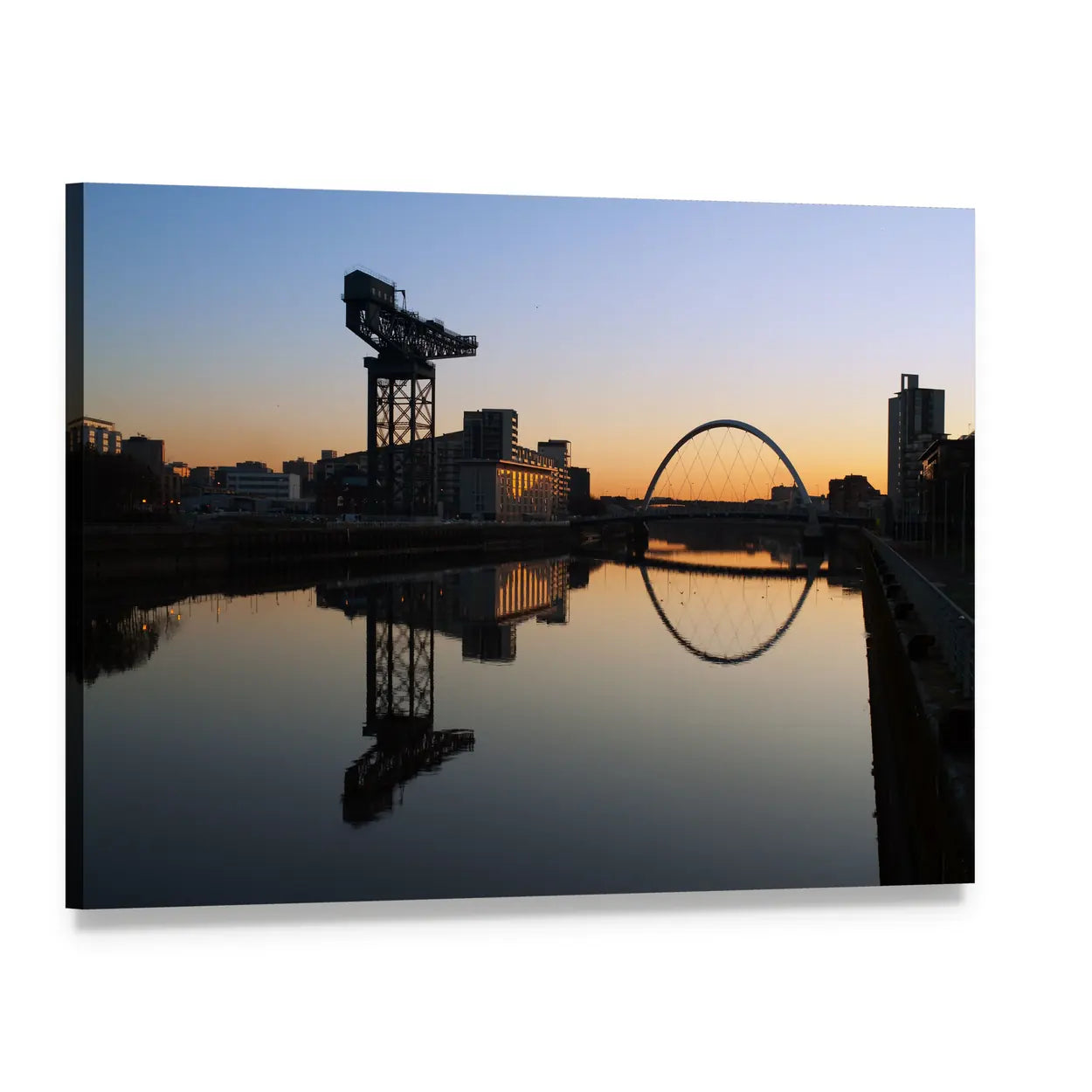 Finnieston Crane and Clyde Arc Canvas Wall Art, single panel gallery wrapped canvas, angled product view