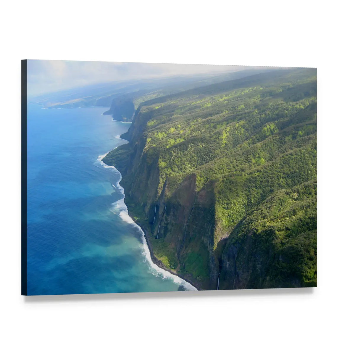 Aerial View of Tropical Cliffs and Shoreline Canvas Wall Art, single panel gallery wrapped canvas, angled product view