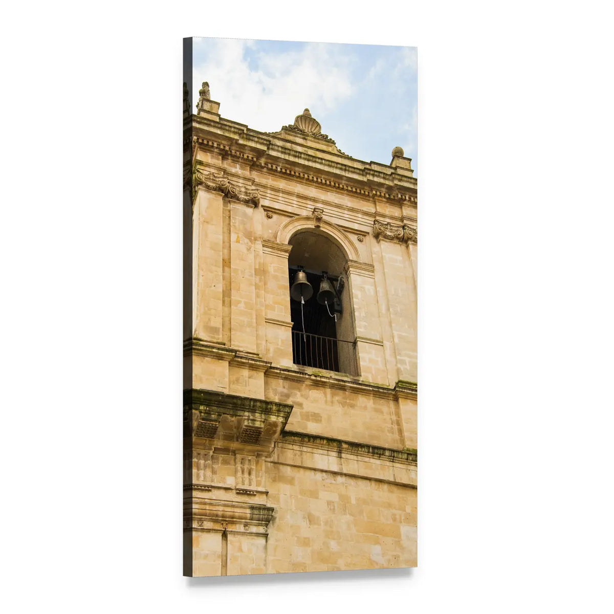Historic Bell Tower with Two Bells Vertical Canvas Wall Art, 1 panel 1 Vertical layout gallery wrapped canvas set, angled product view