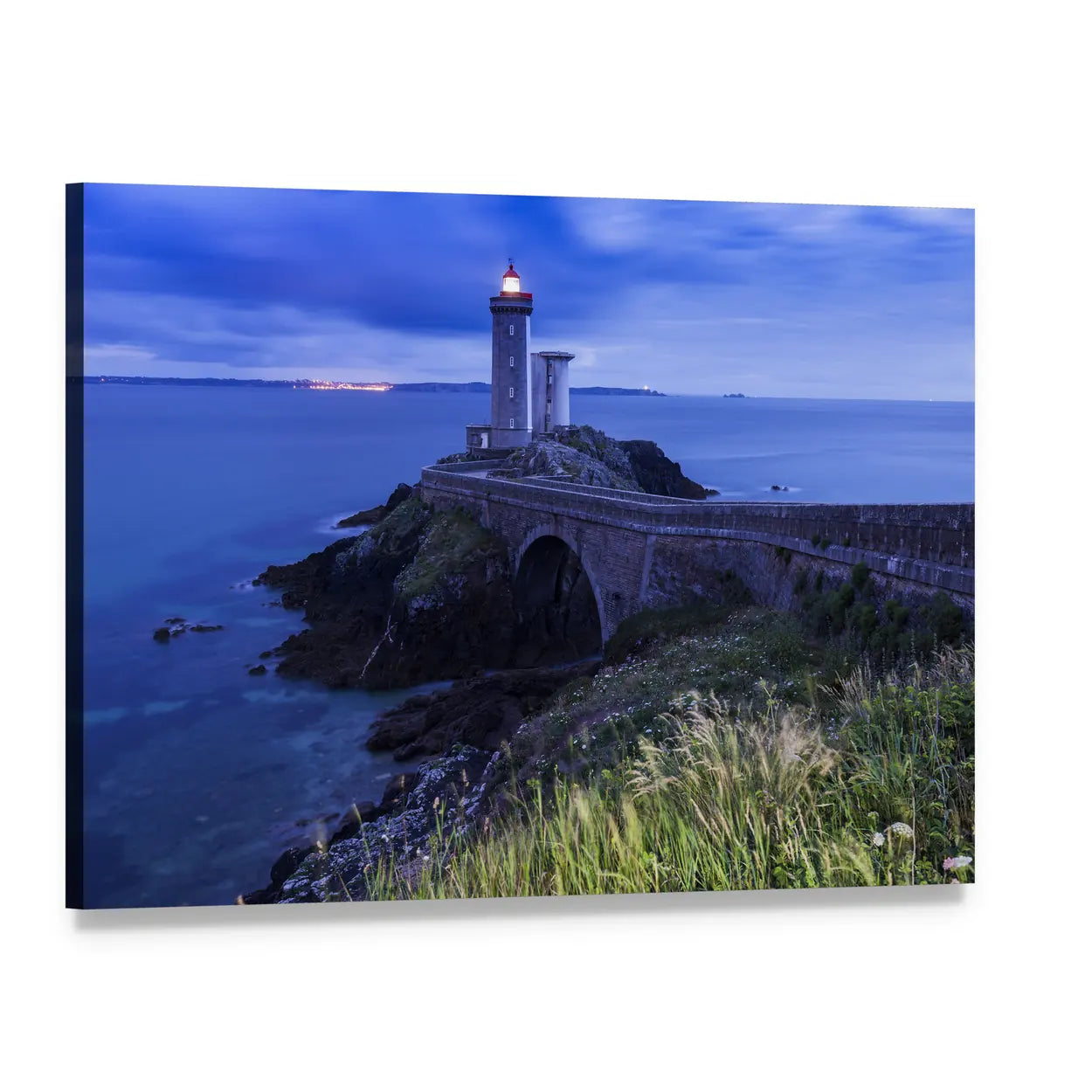 Petit Minou Lighthouse in France Canvas Wall Art, single panel gallery wrapped canvas, angled product view