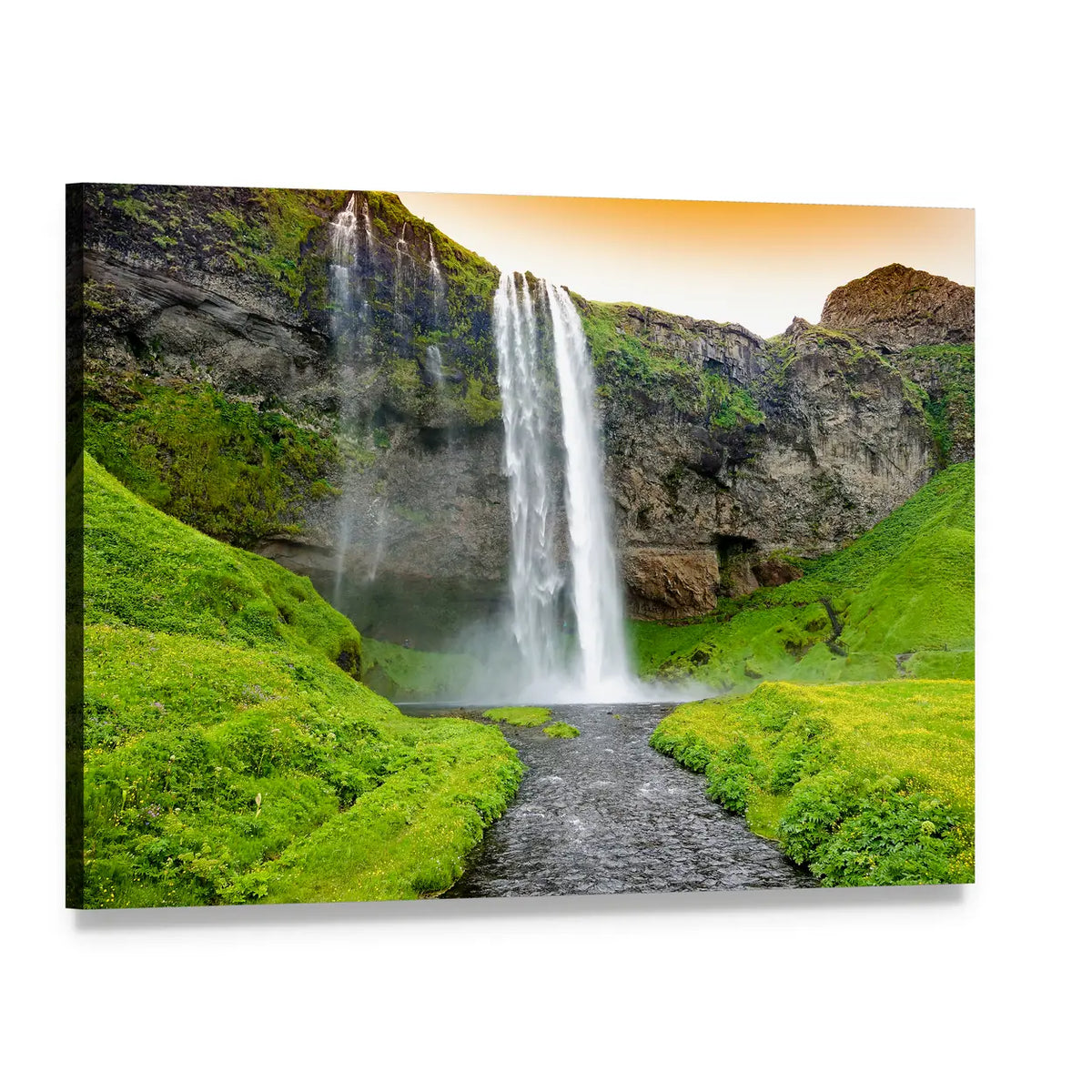 Seljandsfoss Waterfall in Iceland Canvas Wall Art, single panel gallery wrapped canvas, angled product view