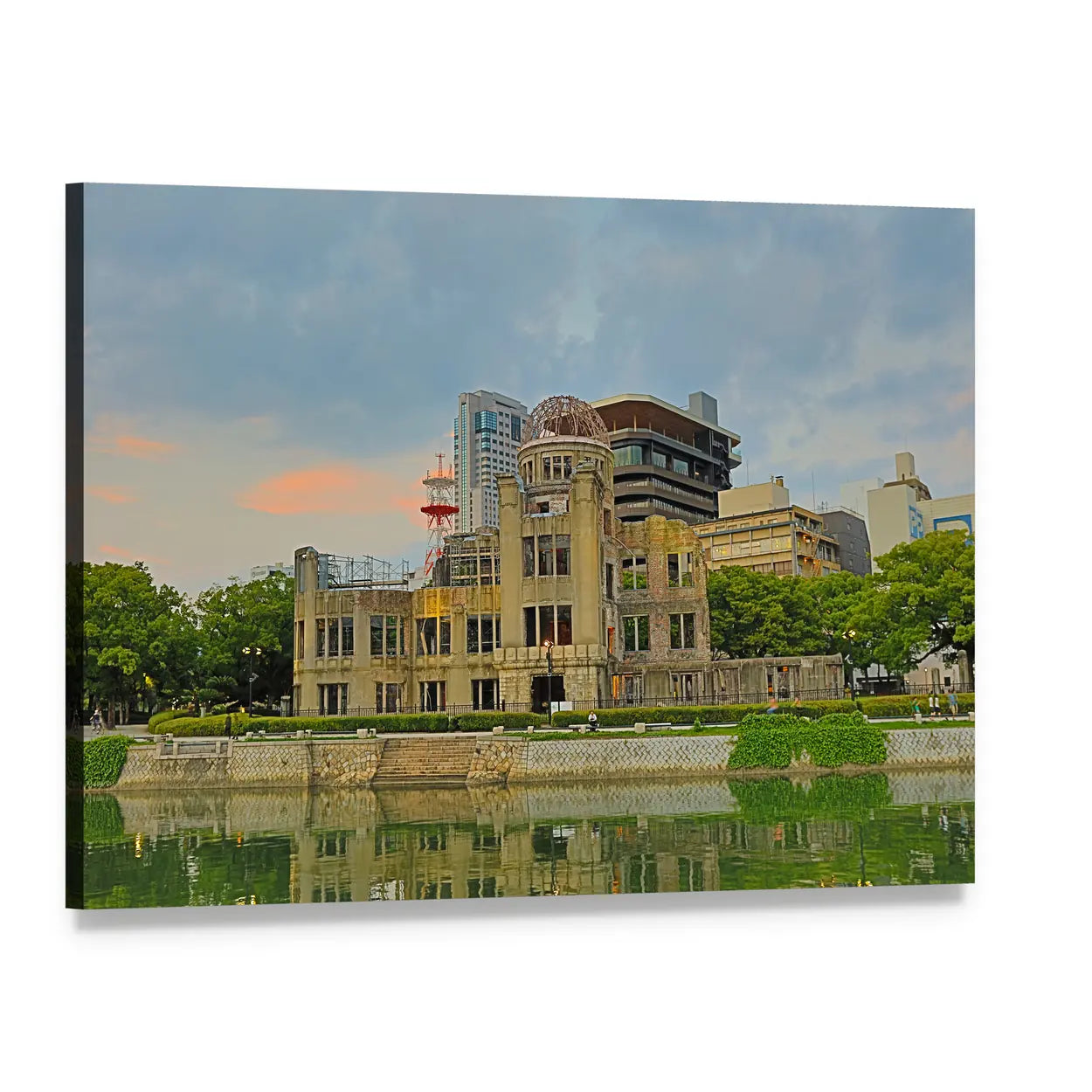 Atomic Dome Japan Canvas Wall Art, single panel gallery wrapped canvas, angled product view