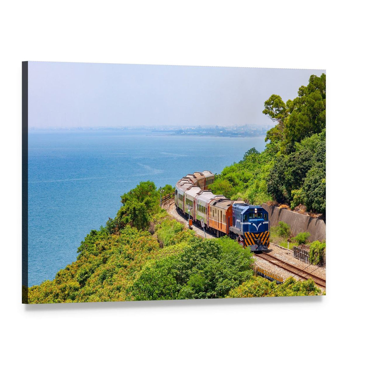 Train on the Railway Near Fangshan Station Canvas Wall Art, single panel gallery wrapped canvas, angled product view
