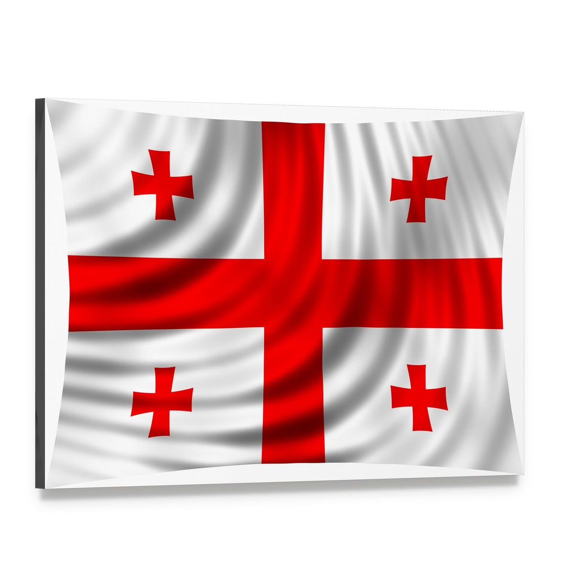 Georgian Flag with Wavy Texture Canvas Wall Art, single panel gallery wrapped canvas, angled product view