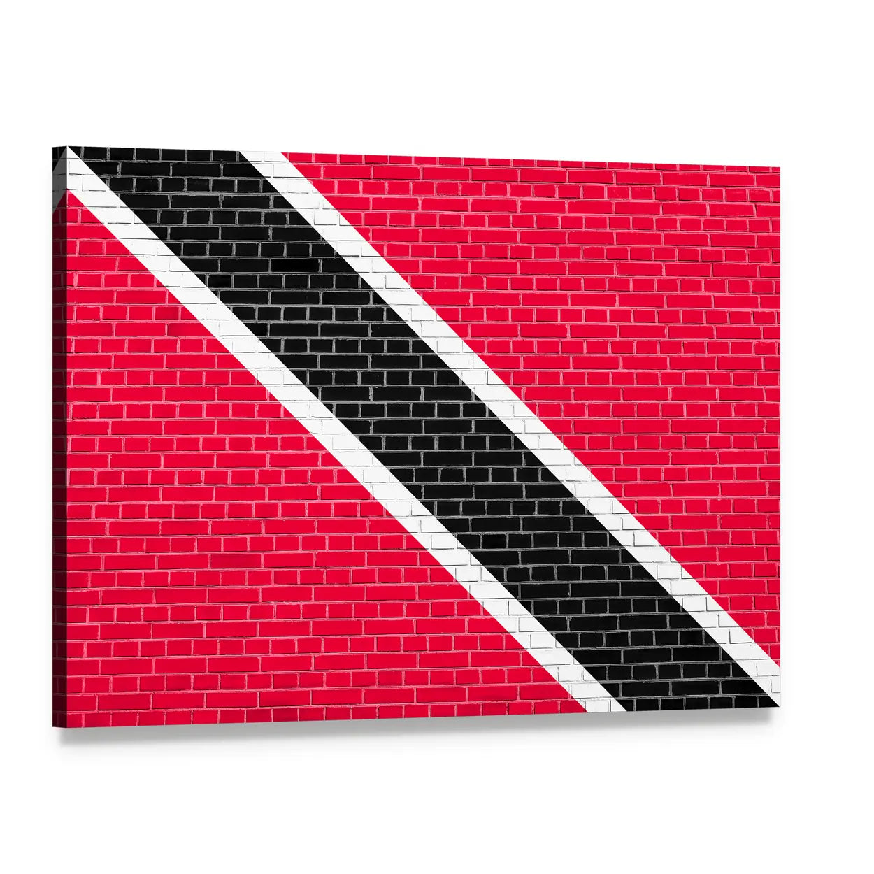 Trinidad and Tobago Flag on Brick Canvas Wall Art, single panel gallery wrapped canvas, angled product view