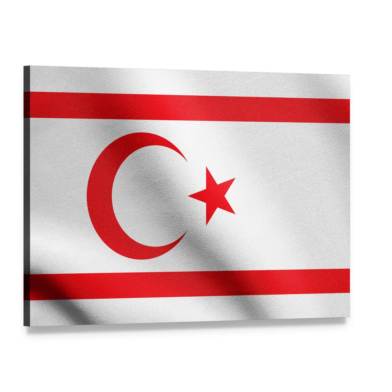 Northern Cyprus Flag with Ripple Texture Canvas Wall Art, single panel gallery wrapped canvas, angled product view