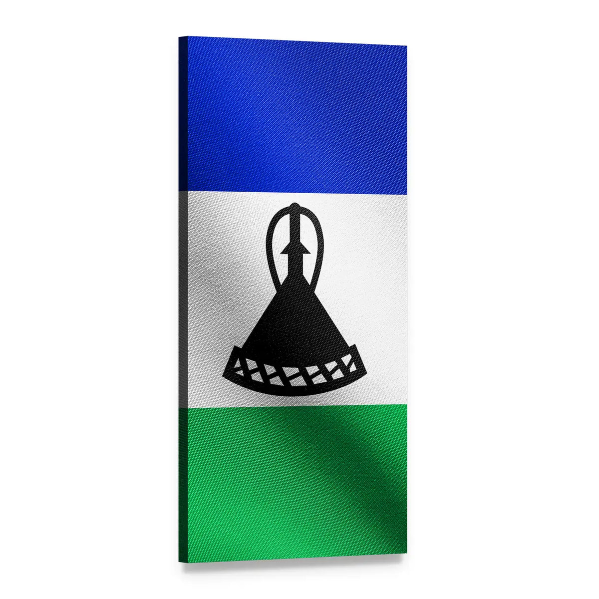 Lesotho National Flag with Mokorotlo Vertical Canvas Wall Art, 1 panel 1 Vertical layout gallery wrapped canvas set, angled product view