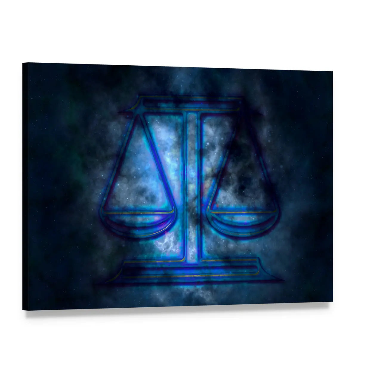 Libra Scales in Cosmic Nebula Canvas Wall Art, single panel gallery wrapped canvas, angled product view