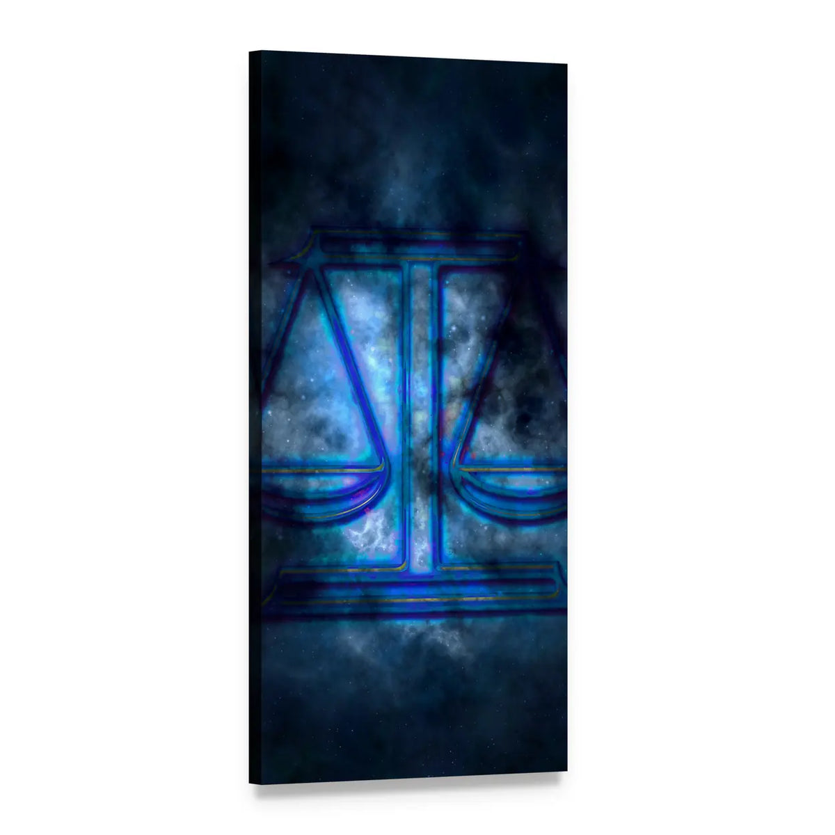 Libra Scales in Cosmic Nebula Vertical Canvas Wall Art, 1 panel 1 Vertical layout gallery wrapped canvas set, angled product view