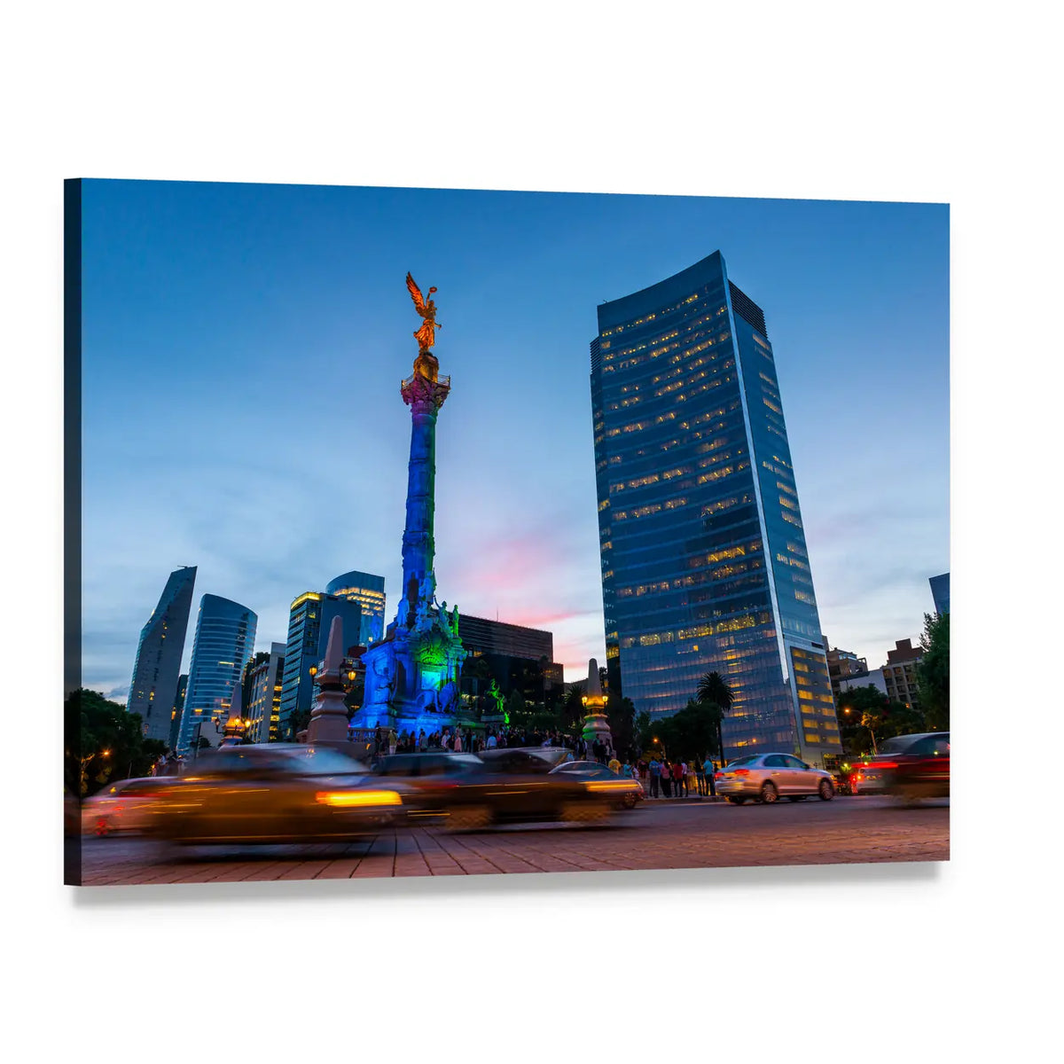 Angel of Independence Monument, Mexico Canvas Wall Art, single panel gallery wrapped canvas, angled product view