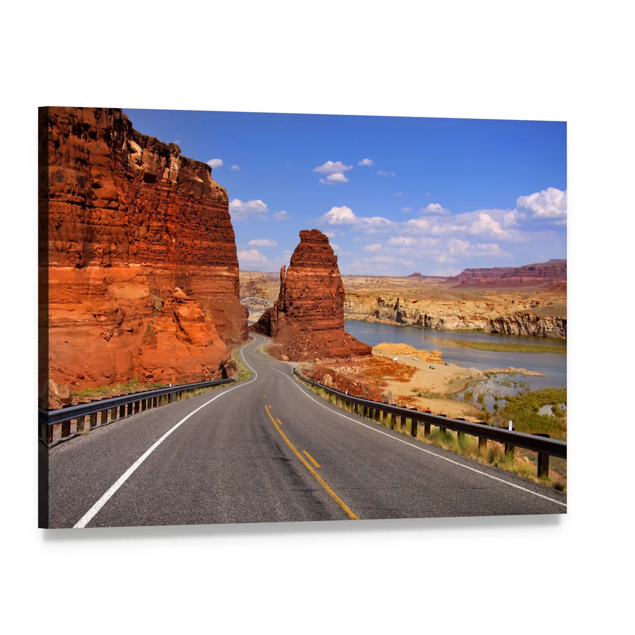 Scenic Desert Drive Canvas Wall Art, single panel gallery wrapped canvas, angled product view