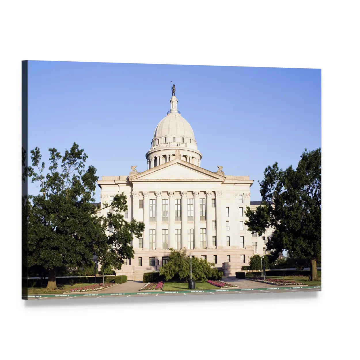 Oklahoma State Capitol Canvas Wall Art, single panel gallery wrapped canvas, angled product view