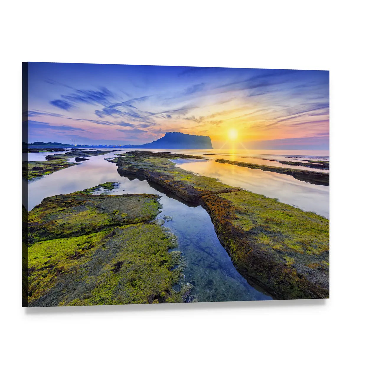 Sunrise at Seongsan Ilchulbong Canvas Wall Art, single panel gallery wrapped canvas, angled product view