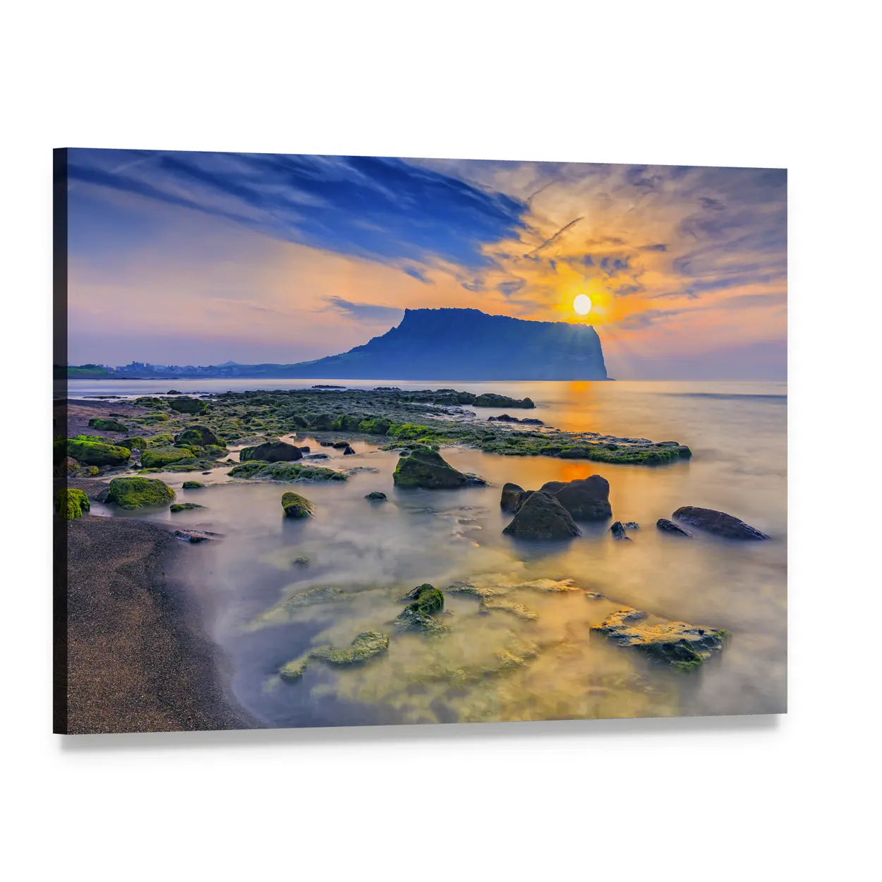 Sunrise at Seongsan Ilchulbong, Jeju Canvas Wall Art, single panel gallery wrapped canvas, angled product view