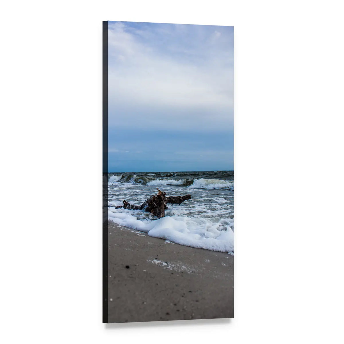 Baltic Sea Beach Vertical Canvas Wall Art, 1 panel 1 Vertical layout gallery wrapped canvas set, angled product view