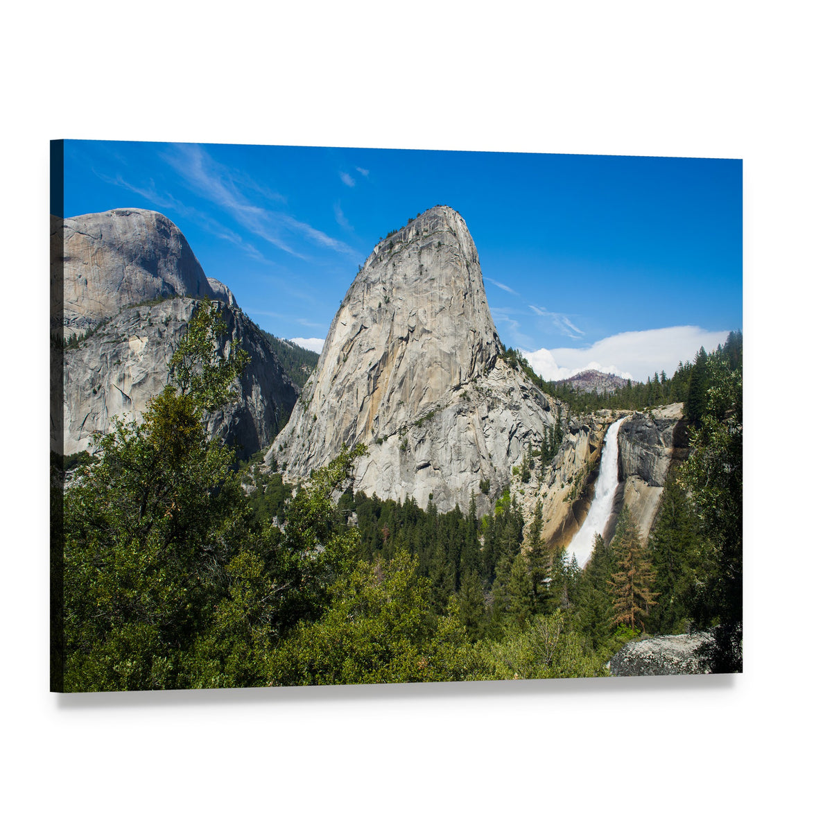 Nevada Falls Landscape Canvas Wall Art, single panel gallery wrapped canvas, angled product view